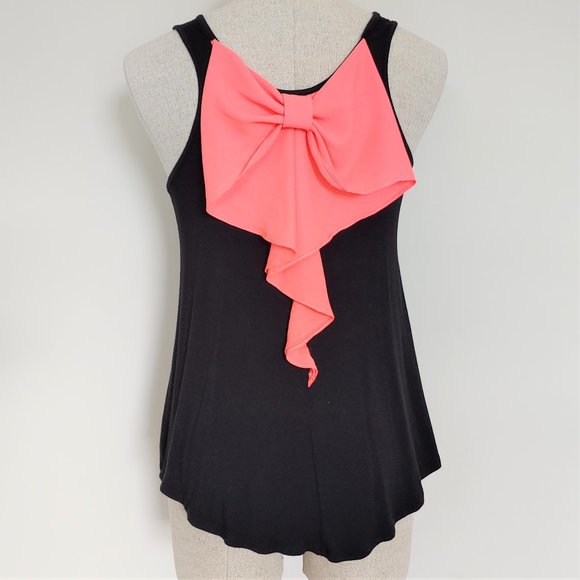 🎃 Daytrip Black Flowy Trapeze Tank bow on back S - Picture 1 of 5